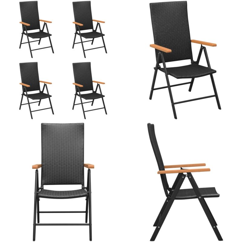 Vidaxl - Chaises de jardin lot de 4 Résine tressée Noir - Chaise De Jardin - Mobilier De Jardin - Chaise Pliable - Chaise Extérieure - Résine Tressée