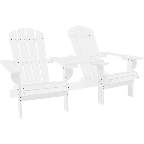 Chaises de jardin Adirondack avec table Bois de sapin Blanc