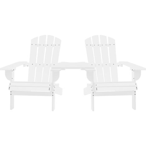 Chaises de jardin Adirondack avec table, Chaise de relaxation, Bois de sapin Blanc OIB1387E