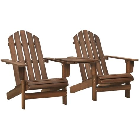 Chaises de jardin Adirondack avec table - Chaise d'extérieur pour terrasse/jardin Bois de sapin Marron BV850047 - BonneVie