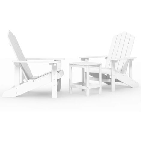 Chaises de jardin Adirondack avec table PEHD Blanc