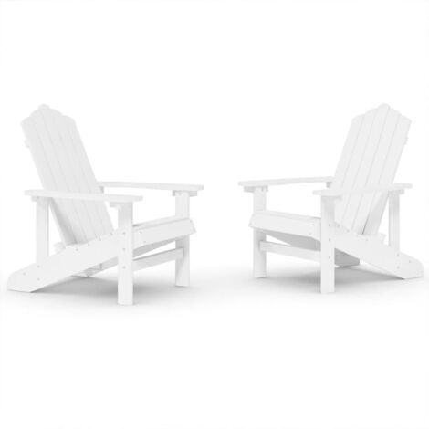 Chaises de jardin Adirondack lot de 2  Chaises d'extérieur PEHD Blanc