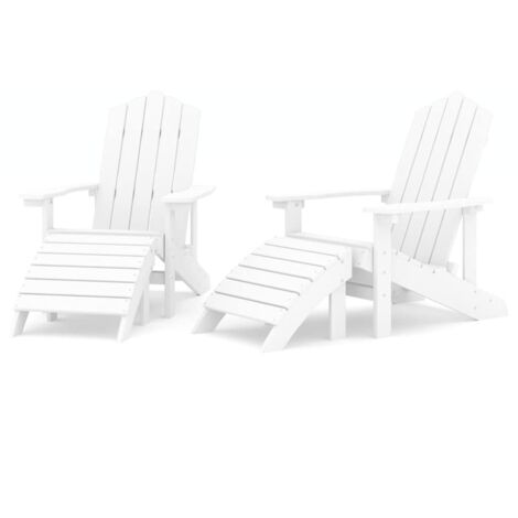 Chaises de jardin Adirondack lot de 2  Chaises d'extérieur repose-pieds PEHD Blanc