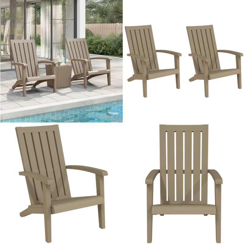 Vidaxl - Chaises de jardin Adirondack lot de 2 marron clair pp - Chaise De Jardin - Fauteuil De Jardin - Mobilier De Jardin - Chaise Adirondack