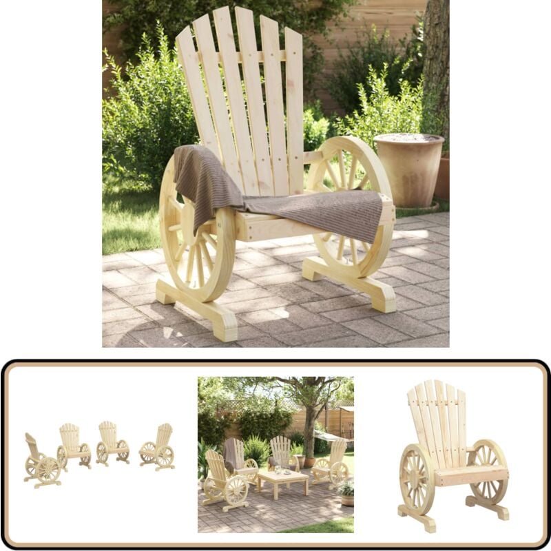 Chaises de jardin Adirondack lot de 4 bois de sapin massif - Chaise Adirondack - Mobilier De Jardin - Chaise Longue - Fauteuil Extérieur - Terrasse