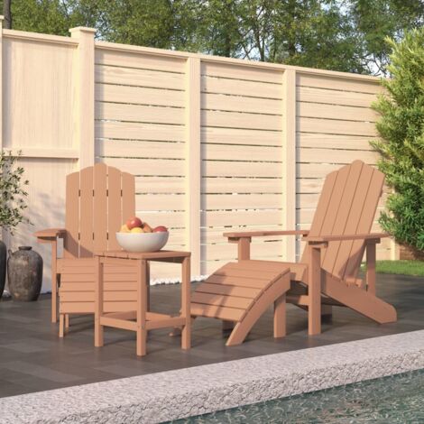 Chaises de jardin Adirondack repose-pied et table  Fauteuils de Jardin PEHD Marron 20782