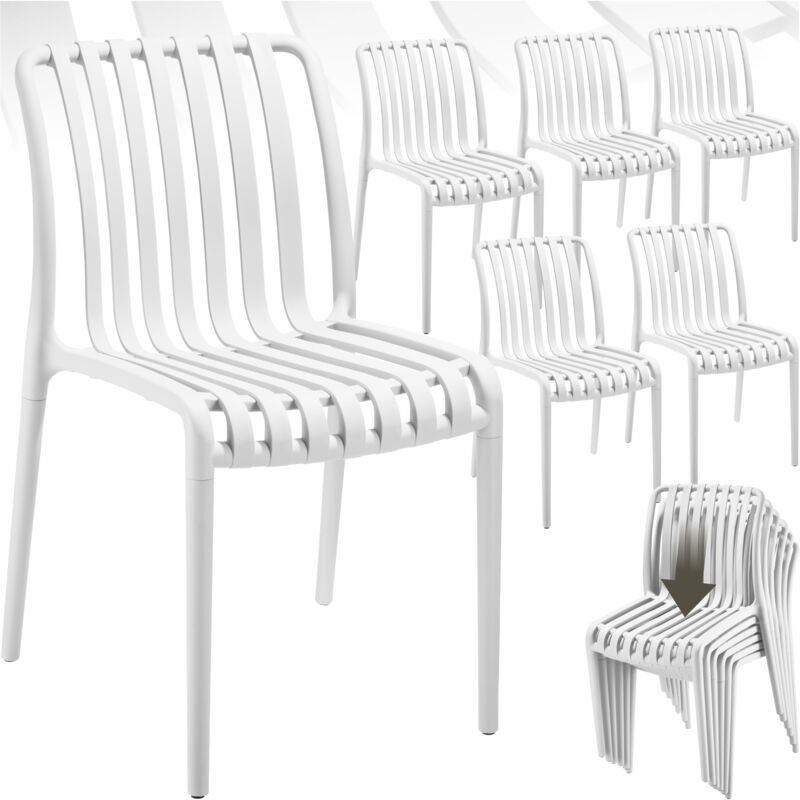 tectake Garden chairs Alcudia - durable, stackable & weather-resistant in Cream | Size: 6 Person