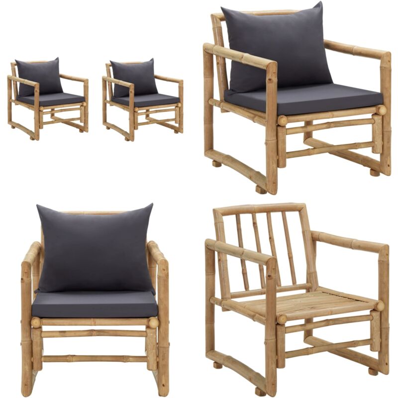 Chaises de jardin avec coussins lot de 2 Bambou - Chaise De Jardin - Fauteuil De Jardin - Mobilier De Jardin - Bamboo Furniture - Chaise Extérieure