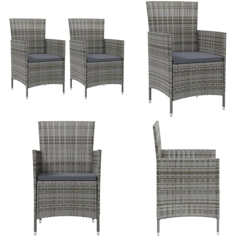 Chaises de jardin avec coussins lot de 2 Résine tressée Gris - Chaise De Jardin - Mobilier De Jardin - Fauteuil De Jardin - Set De Chaises - Chaise