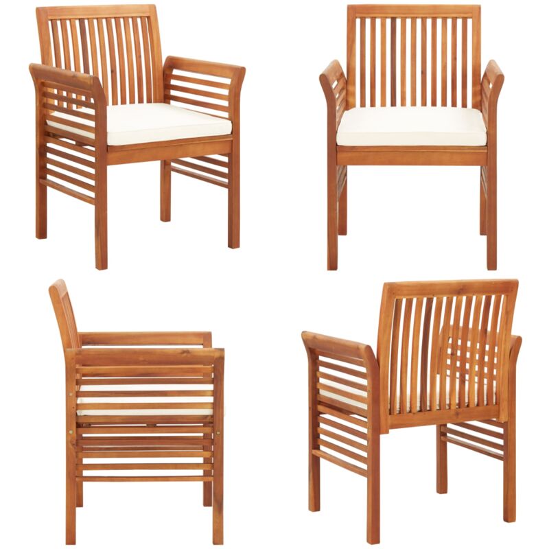 Chaises de jardin avec coussins lot de 4 Bois d'acacia massif - Chaise De Jardin - Meubles De Jardin - Fauteuil De Jardin - Acacia - Bois Massif