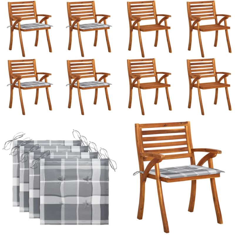 Chaises de jardin avec coussins lot de 4 Bois de teck solide - Chaise De Jardin - Fauteuil De Jardin - Mobilier De Jardin - Meubles De Jardin