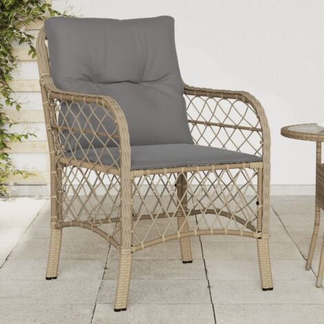 Chaises de jardin avec coussins-Chaise de terrasse-Chaise d'extérieur lot de 2 mélange beige rotin 805741