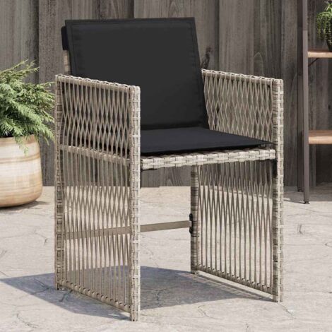 Chaises de jardin avec coussins-Chaise de terrasse-Chaise d'extérieur lot de 4 gris clair poly rotin 266443