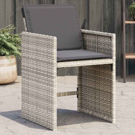 Chaises de jardin avec coussins-Chaise de terrasse-Chaise d'extérieur lot de 4 gris clair poly rotin 851374