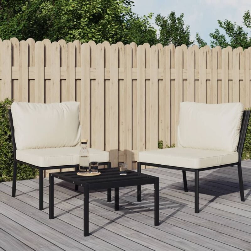 Chaises de jardin et coussins sable lot de 2 60x74x79 cm acier Vidaxl