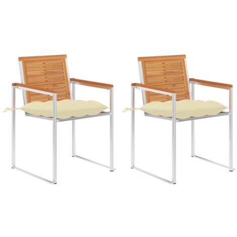 Chaises de jardin avec coussins lot de 2 Acacia solide et acier vidaXL
