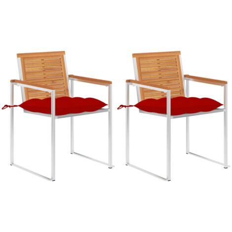 Chaises de jardin avec coussins lot de 2 Acacia solide et acier vidaXL