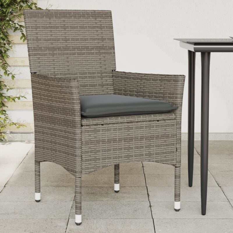 Chaises de jardin avec coussins lot de 2 gris résine tressée Vidaxl