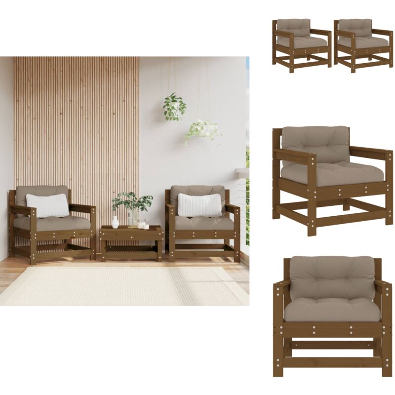 Chaises de jardin avec coussins lot de 2 marron miel - Chaise De Jardin - Mobilier De Jardin - Canapé D'extérieur - Ensemble De Salon De Jardin