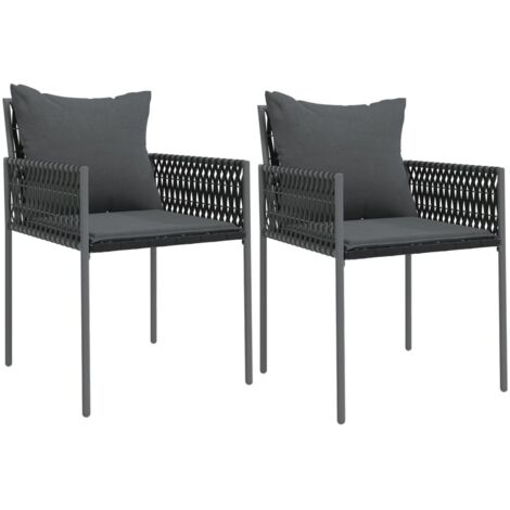 Chaises de jardin avec coussins lot de 2 noir 54x61x83 rotin
