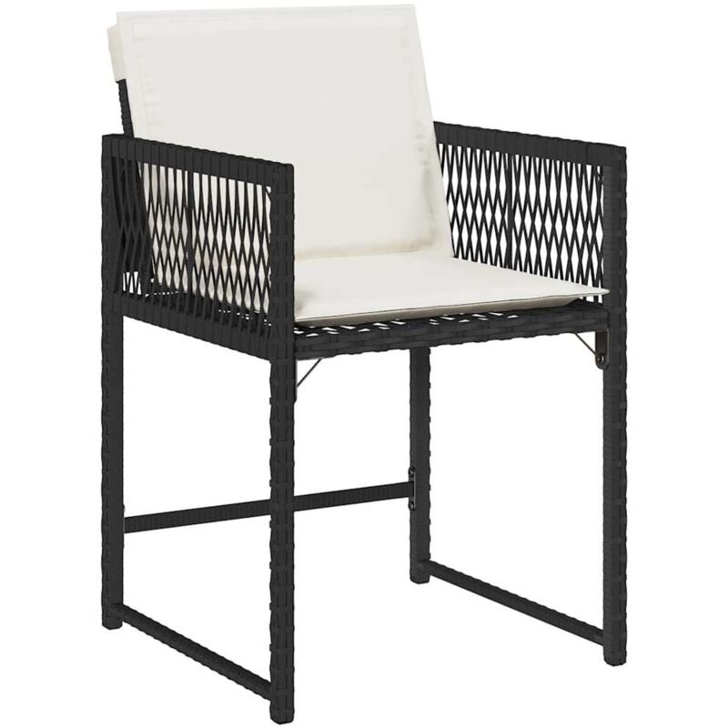 Chaises de jardin lot de 4 avec coussins noir résine tressée Vidaxl