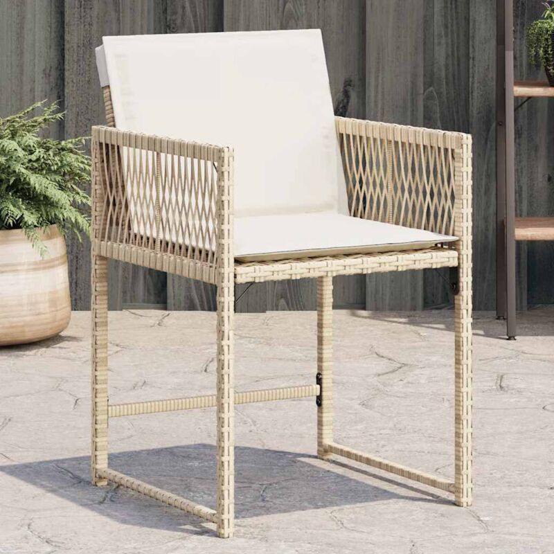 Chaises de jardin avec coussins lot de 4 beige résine tressée Vidaxl