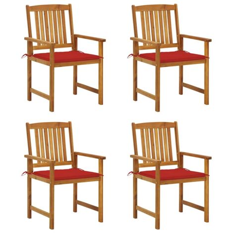 Chaises de jardin avec coussins lot de 4 Bois d'acacia massif vidaXL