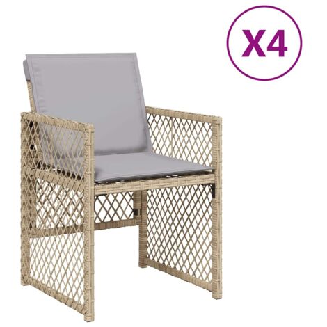 Chaises de jardin avec coussins lot de 4  Chaises d'extérieur mélange beige