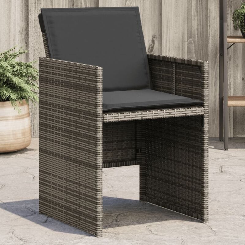 Vidaxl - Chaises de jardin avec coussins lot de 4 gris résine tressée
