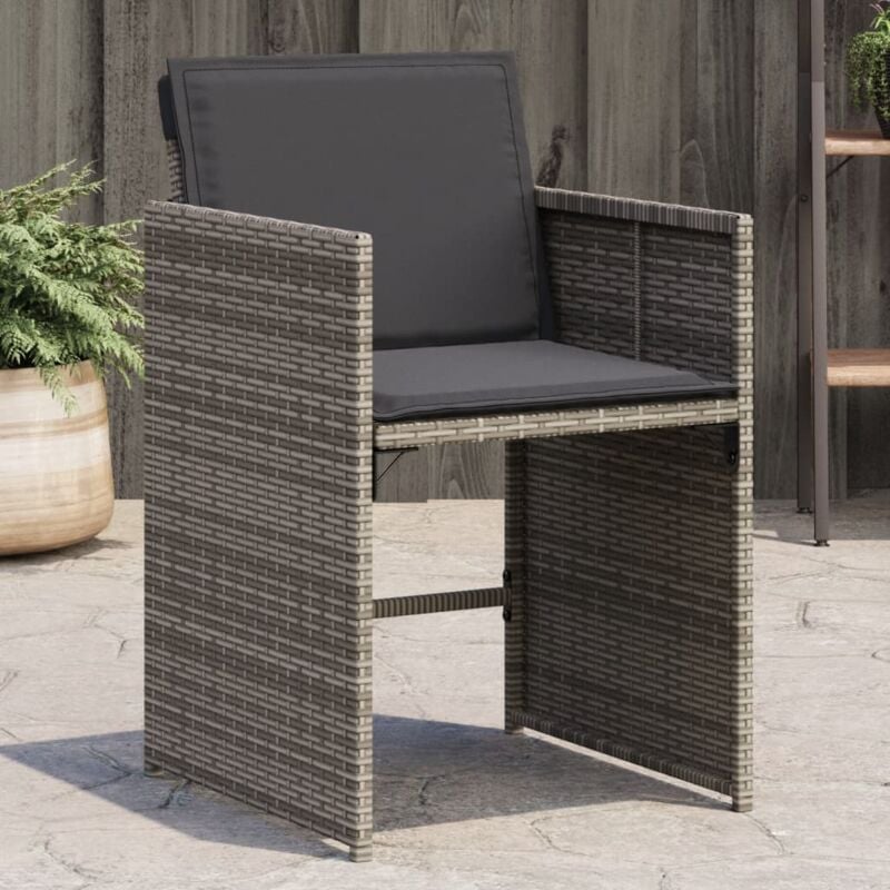 Chaises de jardin avec coussins lot de 4 gris résine tressée Vidaxl