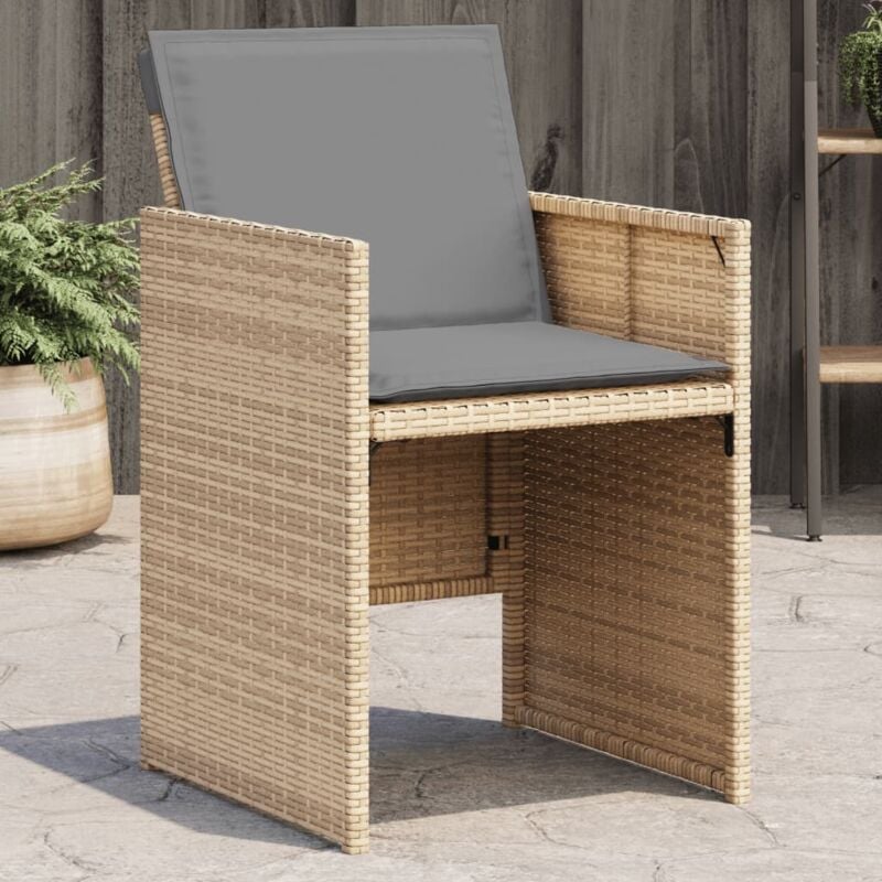 Vidaxl - Chaises de jardin avec coussins lot de 4 mélange beige