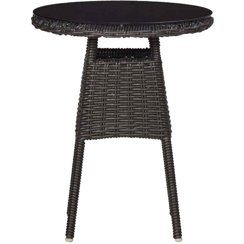 Chaises de jardin avec table a the 2 pcs Resine tressee Noir