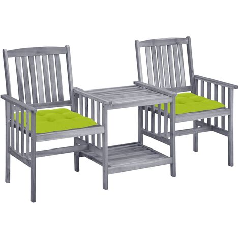 Chaises de jardin avec table à thé et coussins Acacia solide 27