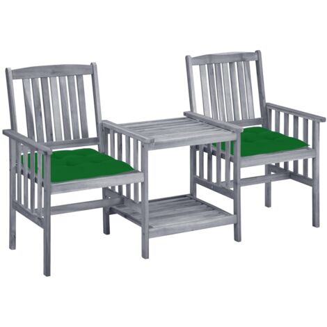 Chaises de jardin avec table à thé et coussins Acacia solide vidaXL