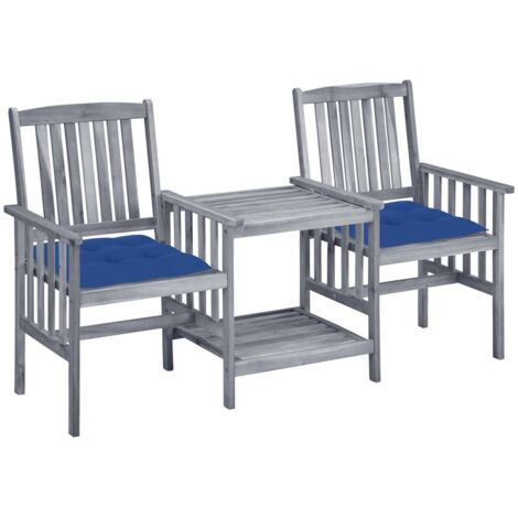 Chaises de jardin avec table à thé et coussins - Chaise d'extérieur pour terrasse/jardin  Acacia solide BV428960 - BonneVie