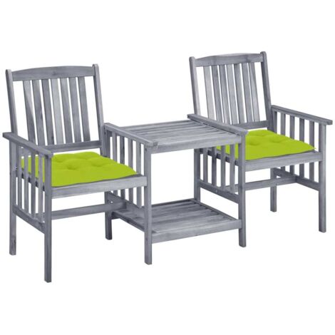 Chaises de jardin avec table à thé et coussins - Chaise d'extérieur pour terrasse/jardin  Acacia solide BV763656 - BonneVie