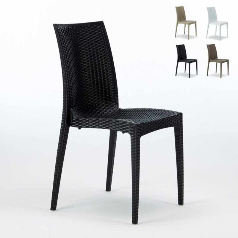 GRAND SOLEIL Chaises de Jardin caf&eacute; bar empilable  Polyrotin Bistrot Couleur: Noir