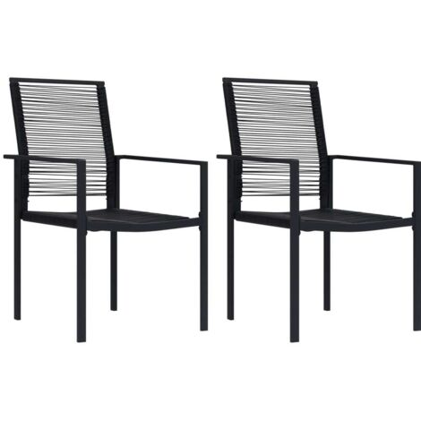Chaises de jardin-Chaise de terrasse-Chaise d'extérieur lot de 2 Rotin PVC Noir