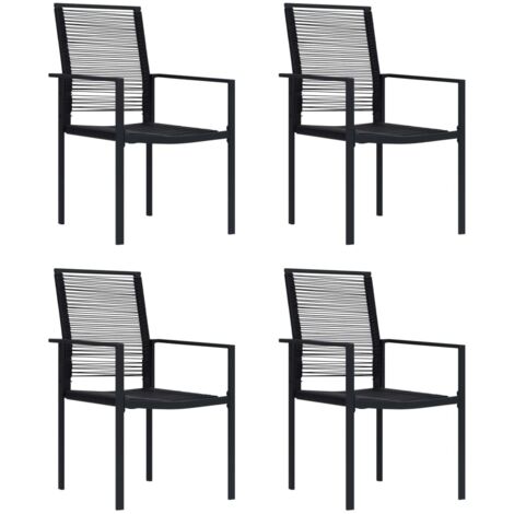 Chaises de jardin-Chaise de terrasse-Chaise d'extérieur lot de 4 Rotin PVC Noir