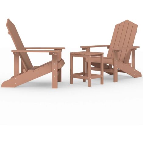 Chaises de jardin  Chaise d'extérieur Adirondack avec table PEHD Marron