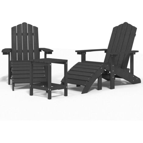 Chaises de jardin  Chaise d'extérieur Adirondack repose-pied table PEHD Anthracite