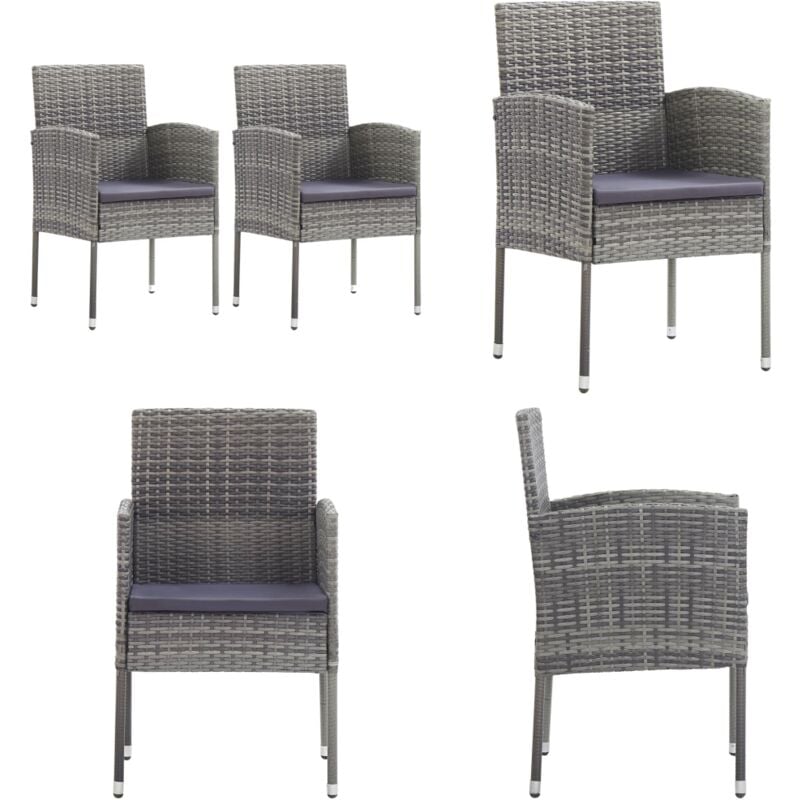 Chaises de jardin coussins gris foncé 2 pcs résine tressée - Chaise De Jardin - Fauteuil De Jardin - Mobilier De Jardin - Résine Tressée - Chaise