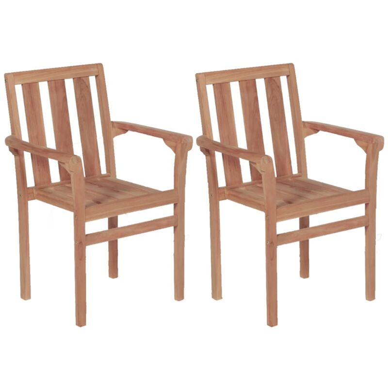 Chaises de jardin empilables lot de 2 Bois de teck solide vidaXL
