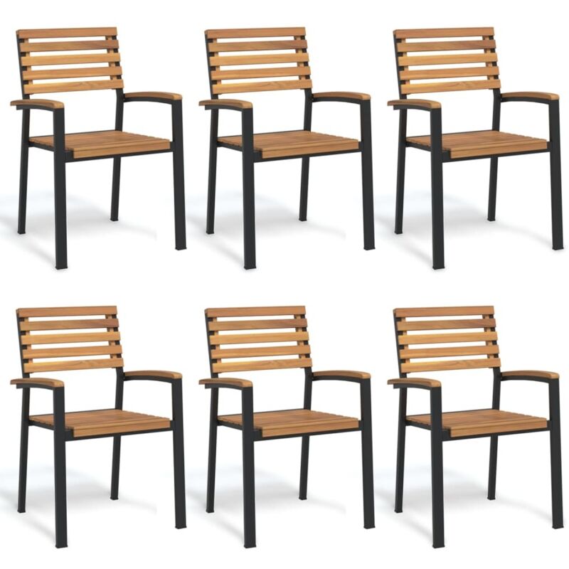 Chaises de jardin empilables lot de 6 bois d'acacia et métal vidaXL