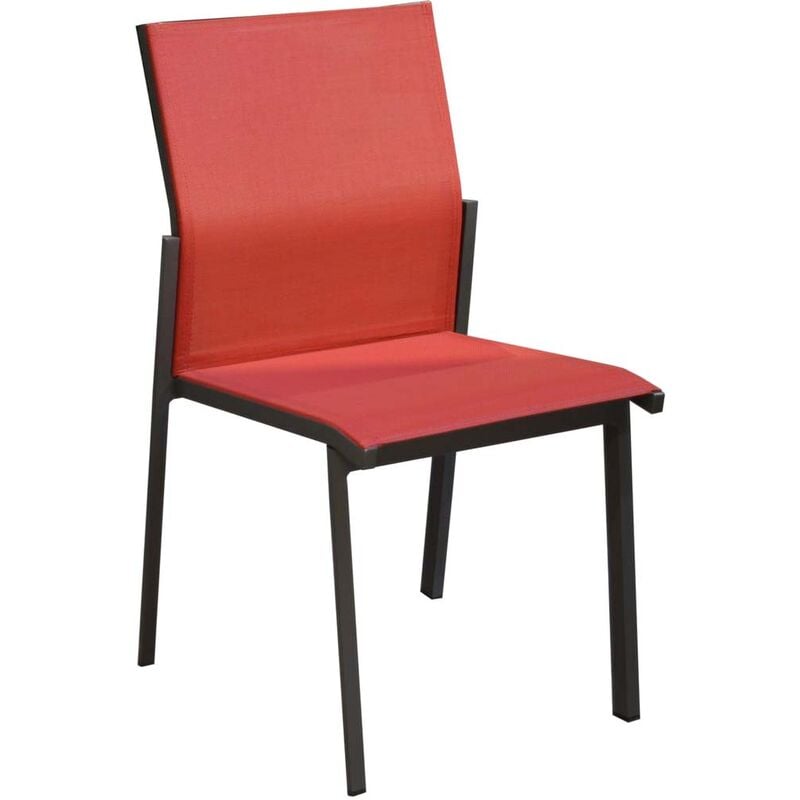 Proloisirs - Chaise de jardin empilable Delia - Graphite et rouge