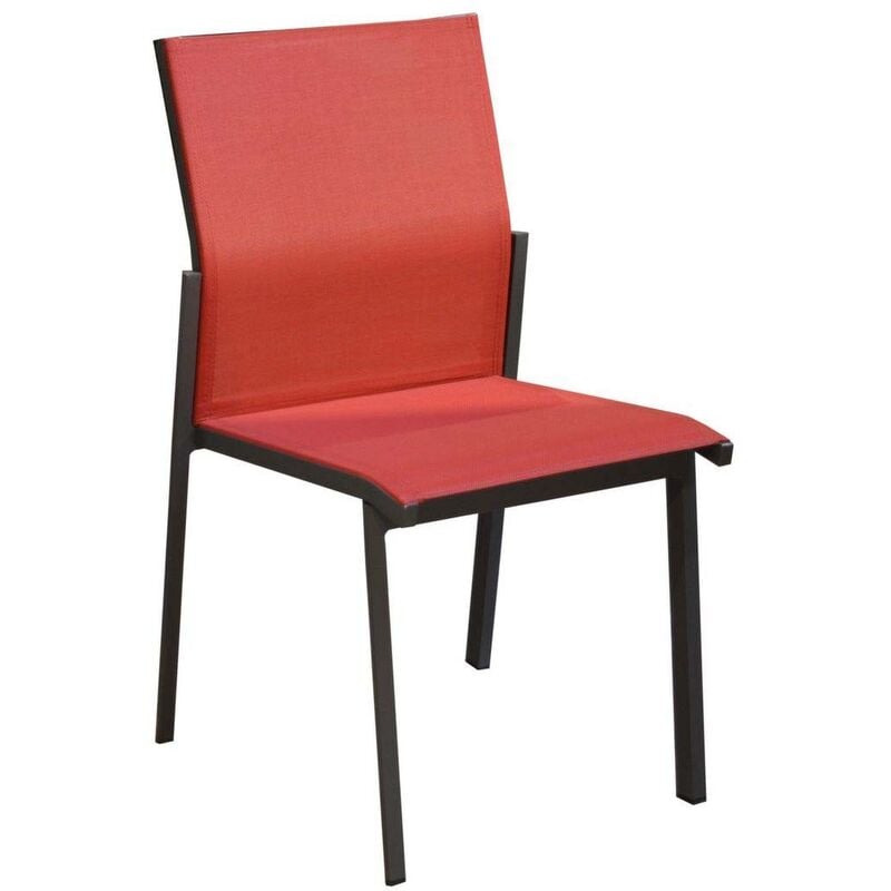 Chaise de jardin empilable Delia - Gris et rouge