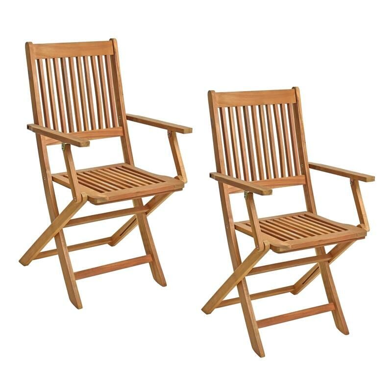 Chaises de jardin en bois Chaises pliables Lot de 2 chaises en bois d'acacia
