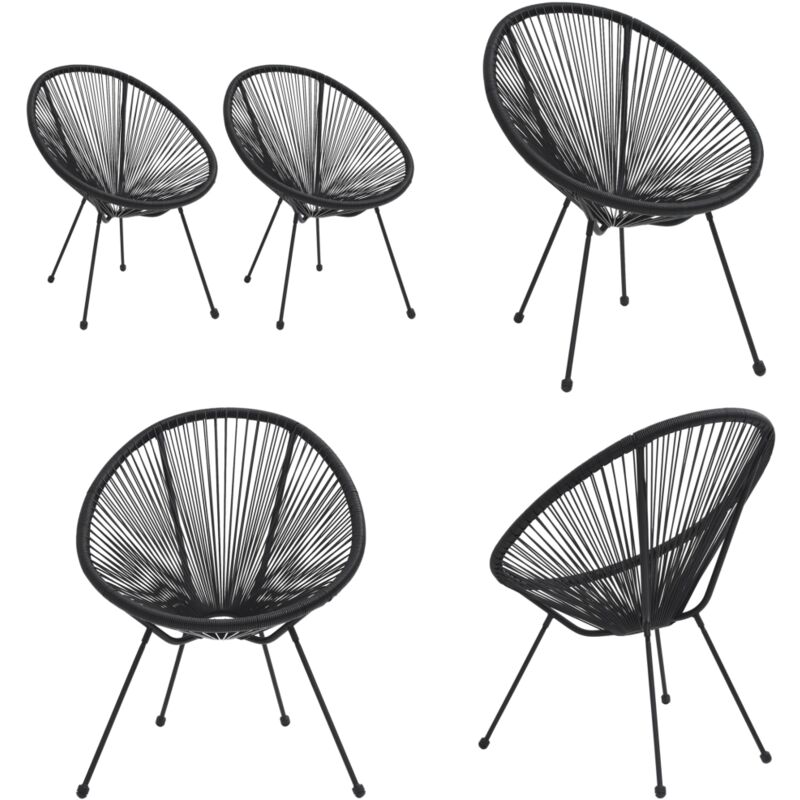 Vidaxl - Chaises de jardin en forme de lune lot de 2 Rotin Noir - Chaise De Jardin - Chaise Lunaire - Mobilier De Jardin - Fauteuil Extérieur - Rotin