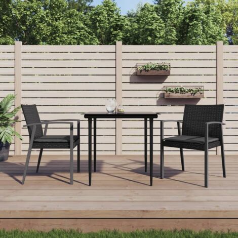 Chaises de jardin et coussins-Chaise de terrasse-Chaise d'extérieur lot de 2 noir 56,5x57x83 cm rotin