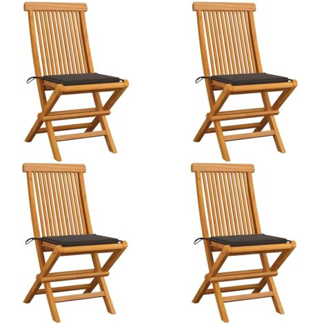 Chaises de jardin et coussins-Chaise de terrasse-Chaise d'extérieur taupe lot de 4 Bois teck massif 882532